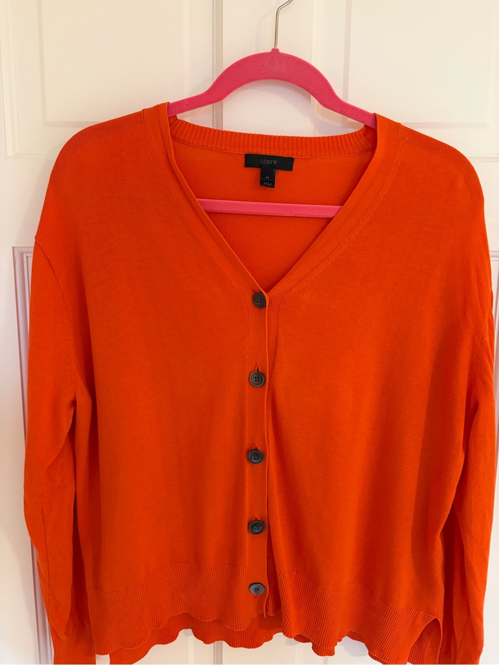 J. Crew Bright Orange V-Neck Button Cardigan